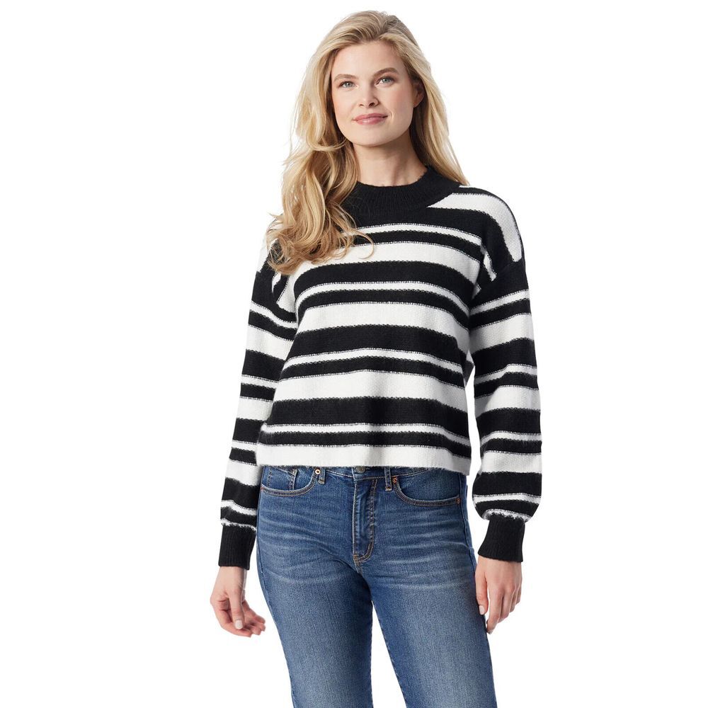 JESSICA SIMPSON Portia Sweater Womens Size XL Anthracite Combo Black White NWT